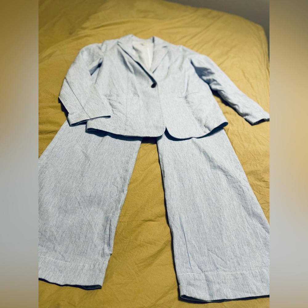 J. Crew Striped Light Blue Pants